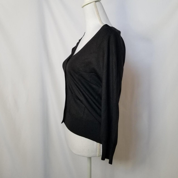 Banana Republic Silk Blend V-neck Black Cardigan with Pockets size Large - Picture 2 of 9